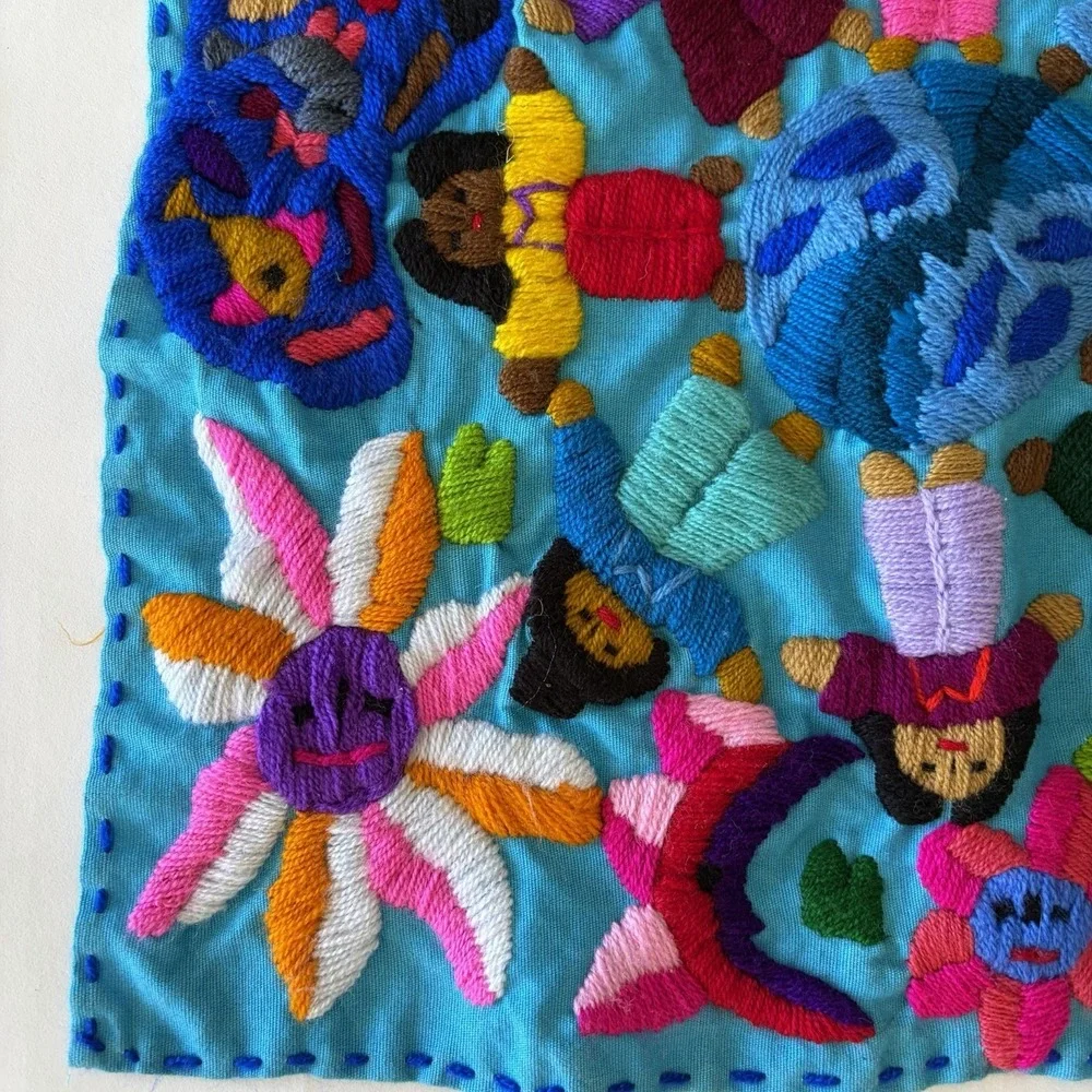 Authentic Guatemalan Embroidered Pillow Huipil 15" Square for Pillow, Craft - Picture 3 of 8